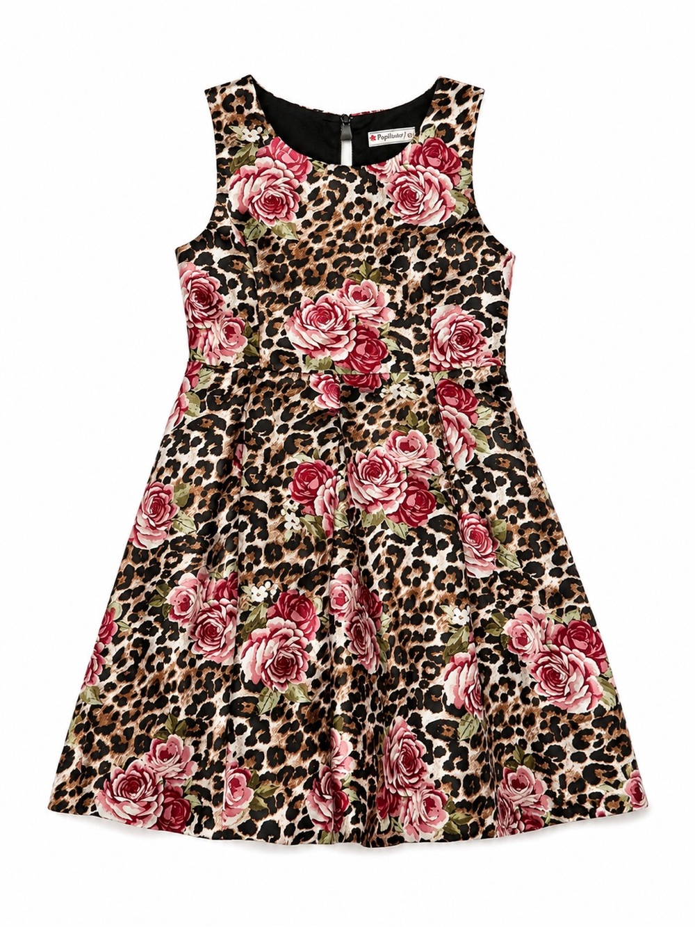 Girls' Rose & Leopard Fit-and-Flare Dress - Pink